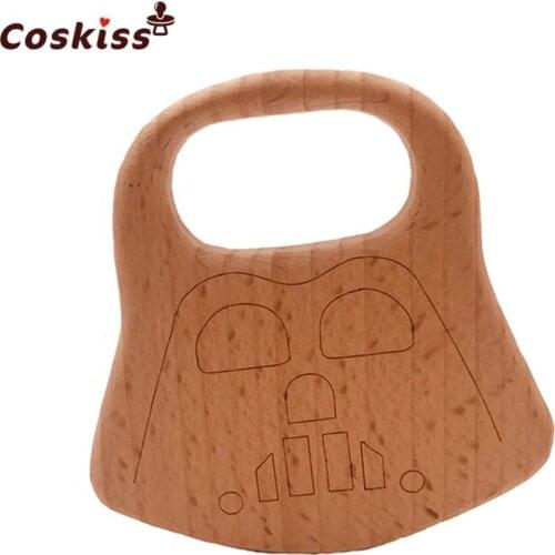 Beech Wooden Godfather Natural Handmade Baby Wooden Teether DIY Wood Personalized Pendent Eco-Friendly Safe Baby Teether Toys