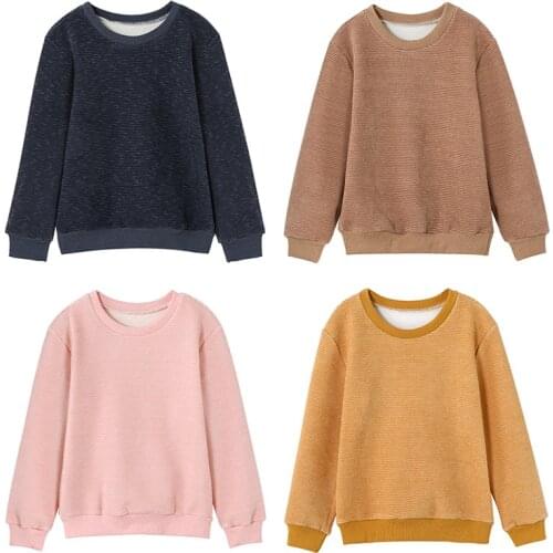 2-14 Yrs Winter childrens casual hoodies for boys girls Chenille Thicken Fleece warm pullover simple Sweatshirt Sport Costumes