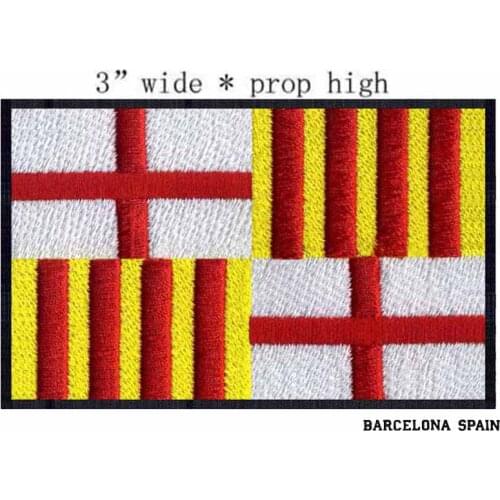 Barcelona, Spain Flag 3" wide embroidery patch for crochet applique/red yellow white color