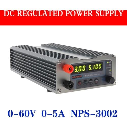 GOPHERT NPS-3002 High Precision MCU PFC Compact Digital Adjustable DC Power Supply OVP/OCP/OTP Laboratory Power Supply 60V 5A