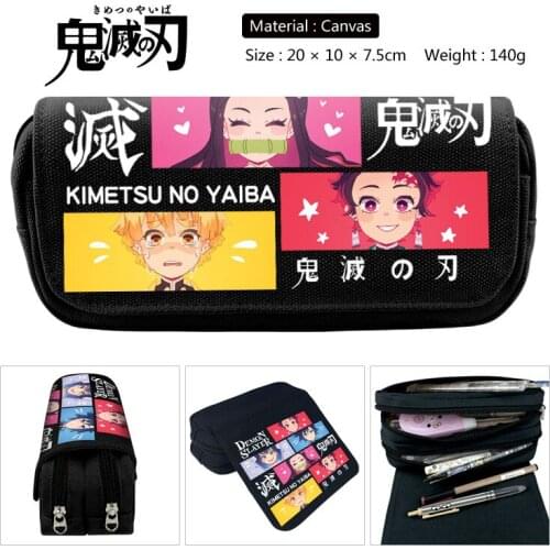 Kimetsu No Yaiba Demon Slayer Kamado Nezuko Tanjirou Cosplay Canvas Pen Pencil Case Zipper Stationery Box Gift