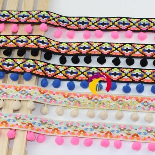 20yards 38mm Pom Pom Lace Trim Ball 12mm Mini Pearl Pompom Fringe Ribbon Sewing Lace Knitted Fabric Handmade Craft Accessories