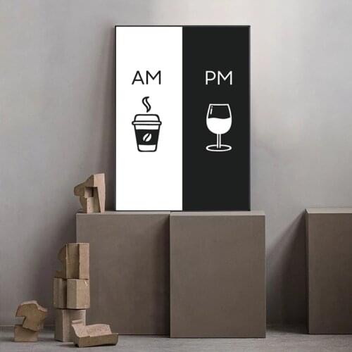 Wall Art Home Decor Modern Picture Am Coffee PM Wine Sign Print Kitchen Restaurant Poster Canvas Painting Modular Nordic Style