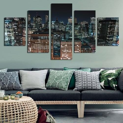 Night City Landscape Posters And Prints Mural Art Canvas Painting Night View Living Room Decoration Painting Home Decoration