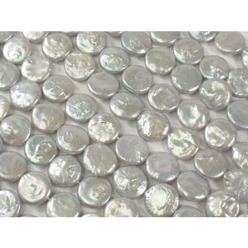 New 13-14 mm white Coin Freshwater Pearl Beads, Cultered Pearl Beads 14" AAA