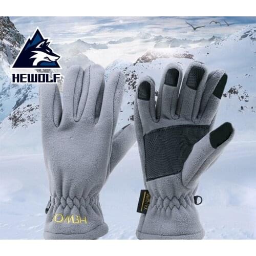 Hewolf Cycling Gloves Hiking Gloves Touch Screen Windproof Waterpoof Warm Soft Fleece Winter Outdoor Running Skiing Camping