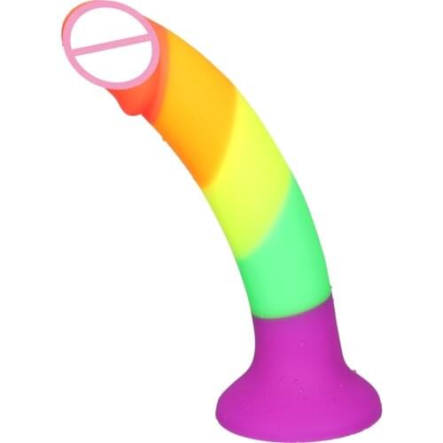 Adult Realistic Big Dildo Rainbow Color For Lesbian Huge Penis Suction Cup Female Masturbation Fake Dick Tool SM Anal Sex Toys