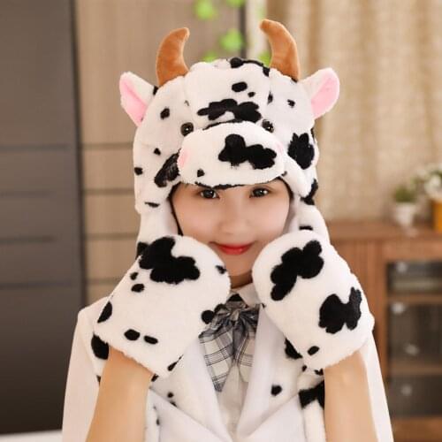 Air-bag Cap Soft Plush Toy PP Cotton Cow Ear Moving Jumping Hats for Party Cow Ear Moving Jumping Hats for Party