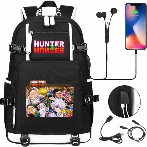 Anime HUNTER×HUNTER USB Boy Girl Book School Book Bags Large Capacity Teenagers Student Schoolbags Women Men Laptop Backpack