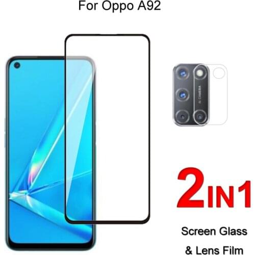 Full Cover Glass For Oppo A92 Screen Protector Protective Tempered Glass Explosion Proof & Camera Lens Film
