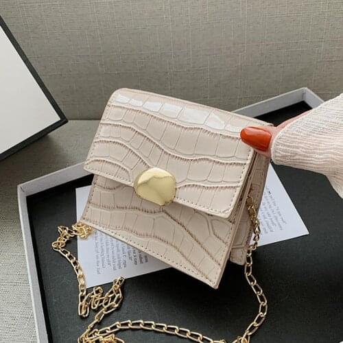 Crocodile Pattern Fashion Female Bags Texture Chain Shoulder Bag Solid Color Buckle Crossbody Bags for Women 2021 Brand Handbags