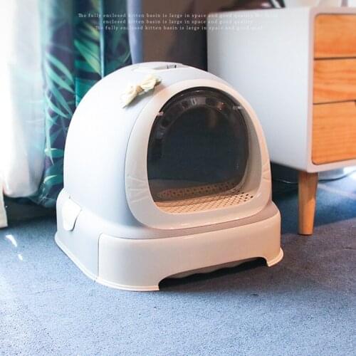 Closed Cat Box Cat Litter Tray Cleaning Supplies Pet Products Toilet Training arenero Kedi Tuvaleti Plastic Rabbit Trays OO50MS