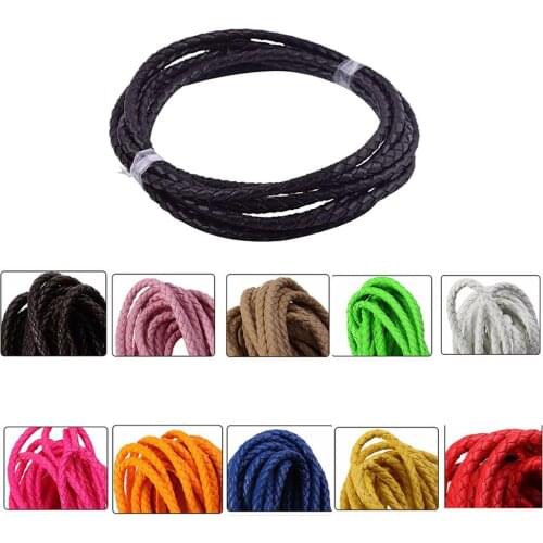 10m/lot 11 Colors 4mm Round Braided PU Leather Cord Rope Thread Necklace Bracelet for DIY Jewelry bolo tie cord necktie