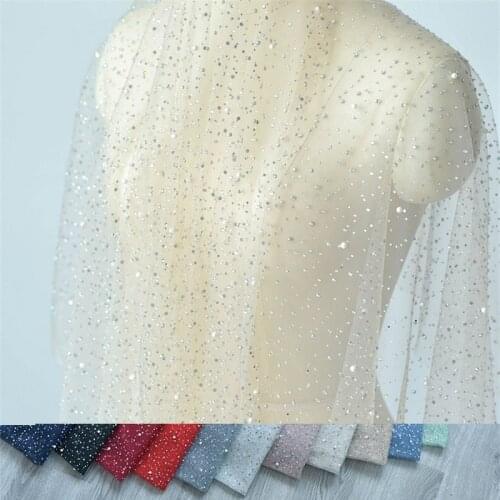 11 Colors Pearls Rhinestones Net Tulle Mesh Lace Fabric Luxury Wedding Gowns Veils Making DIY Craft Material
