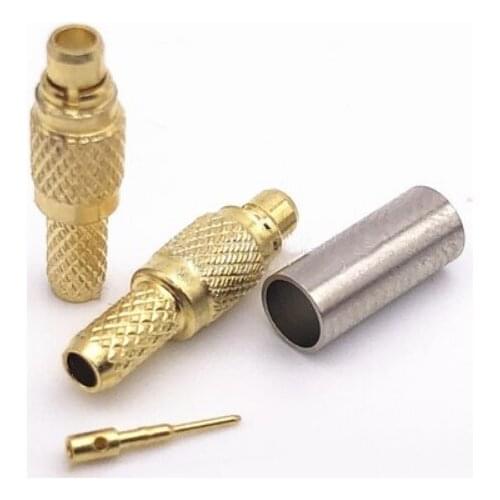 2pcs MMCX Male plug Crimp LMR100 RG316 RG174 cable straight RF Connector adapters