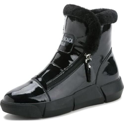 New Fashion Winter Womens Boots Flat Non-slip Comfort Warm Shoes Snow Boots Lace-up Side Zipper Cotton Shoes Casual Warm Boots