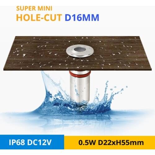 4pcs/lot Super Mini 0.5W/1W IP68 Underwater Light DC12V Outdoor Underground Lamp Swimming Pool LED Spot Lighting Hole-cut D16mm