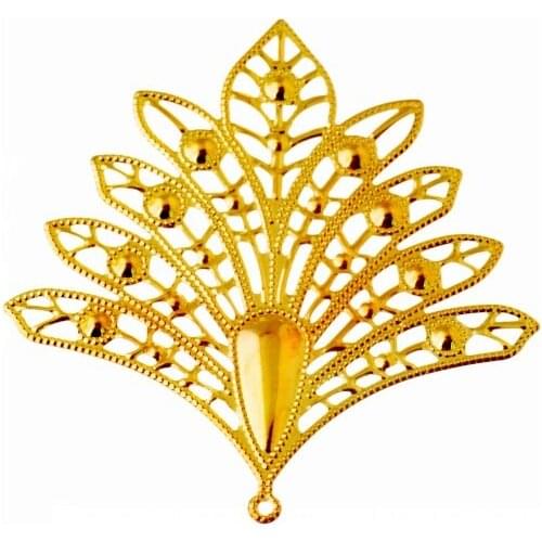 Free shipping 5Pcs Gold Tone Flower Filigree Wraps Connectors Metal Crafts Gift Decoration DIY 7.9x7.5cm