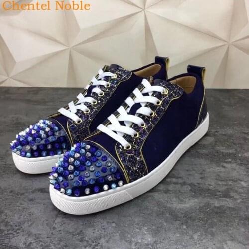 Brand Chentel Patent Leather Outdoor Spring Casual Party Men Sneaker Spikes Lace-Up Patchwork Popular Male Vulcanized Shoes