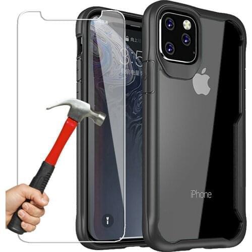 Armor Coque For iphone 11 Pro Max 6 7 8 XR XS X Housse TPU + Vitre En Verre Trempé