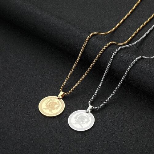 Cxwind Fashion Stainless Steel Amulet of Norse mythology Necklace New Simple Ladies Choker Coin Pendant Clavicle Chain Jewelry