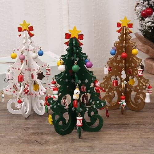 Wood Christmas Tree Merry Christmas DIY Decoration Christmas Tree Scene Happy New Year Home Decorations Ornaments