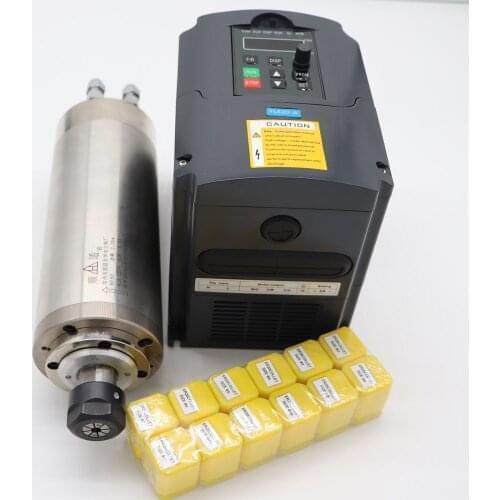 CNC milling spindle ER20 2.2KW water cooling spindle+1 piece 2.2KW inverter +12 pieces ER20 collets