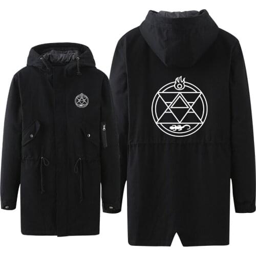 Hot Fullmetal Alchemist Long Coat Cosplay Hoodie Edward Elric Luminous Print Zipper Tooling Overcoat Summer Thin Jacket