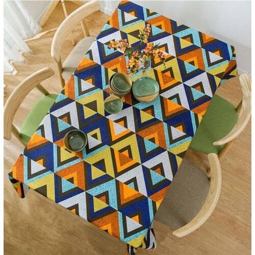 Colorful Tablecloth Modern Minimalist Thick Canvas Geometric V-shaped Table Cover Coffee Tablecloth for Hotel Banquet Home Decor