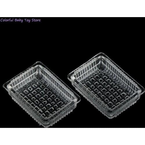 2pcs Doll House Miniature Fast Food Tray Serving Plate Dish Mini Dish Serving Plate Kitchen Tableware DIY Dolls Accessories