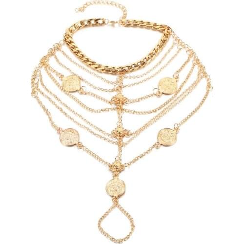 Boho Multi-Layered Coins Anklet Chain Gold Tassel Ankle Chain Beach Barefoot Foot Jewelry For Women And Girls