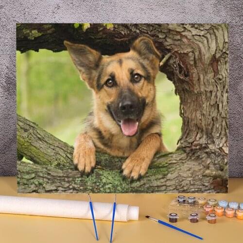 Animal German Shepherd Painting By Numbers Package Acrylic Paints 50*70 Picture By Numbers Photo Wall Handicraft