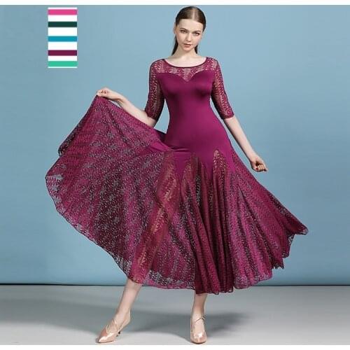Cheap ballroom dresses latin tango costume flamenco dress waltz cheap dance costume foxtrot dance dress women dance wear lace