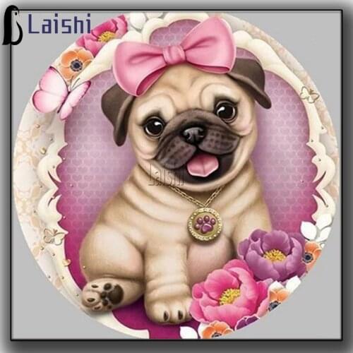 New Full Round Diamond animal Diamond Painting Lovely Pug Dog Diamond Embroidery Arts Cross Stitch Rhinestone Mosaic Home Decor