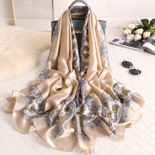 New style Floral Silk Scarf women Fashion luxury shawl 180x90cm Travel sun protection shawl Bufandas