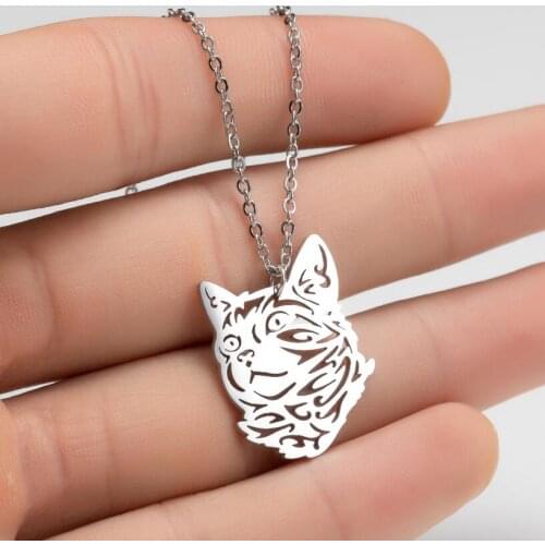 Cute Beast Cat Necklaces & Pendants for Women Stainless Steel Jewelry Fashion Animal Necklace Choker Grils Christmas Gifts 2021