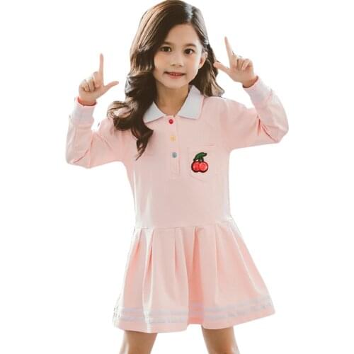 Dresses For Girls Cherry Pattern Girls' Dresses Casual Style Child Dress Spring Autumn Kids Costume 6 8 10 12 14