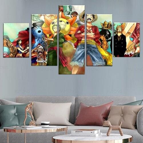 HD Poster Canvas Painting Wall Modular Pictures For Living Room Decorative 5 Pieces One Piece Characters Photo Decor Framework