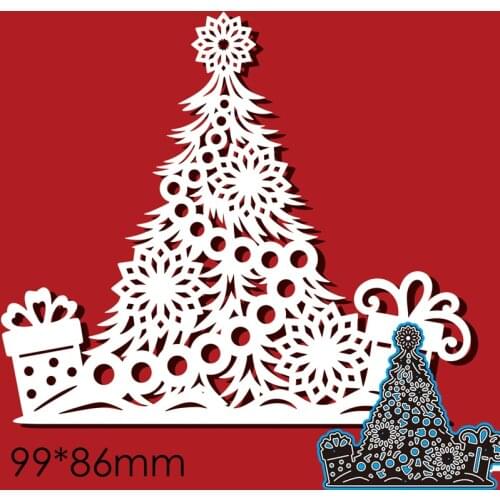 Cutting Dies Christmas Tree Gift New Metal DIY Album Paper Craft Embossing Stencil Greeting Card Decoration 99*86mm