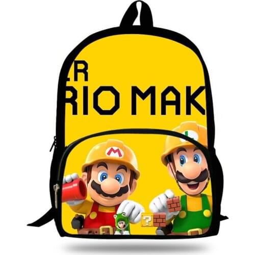 School Bag Mario Bros Maker 2 Print Kids Backpack For Teenage Boys Shoulder Bags Children Casual Style Backpack