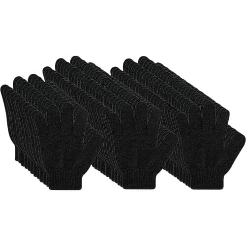60Pcs Back Shower Scrubber Mitts Body Exfoliating Massage SPA Bath Gloves Black