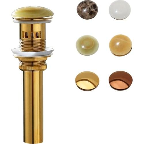 Bathroom Basin Pop Up Drain With or Without Overflow Design Gold/Rose Gold Brass and Jade Bathroom Lavatory Sink Pop Up Drain