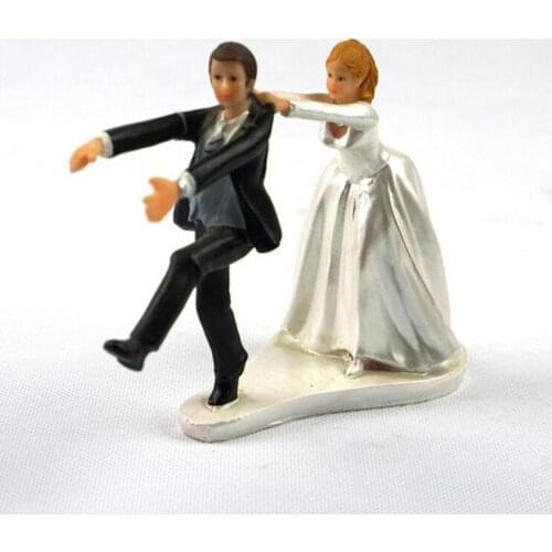 Wedding cake topper figurines cake topper acrylic doll & silk dress wedding couple doll wedding & engagement decorations