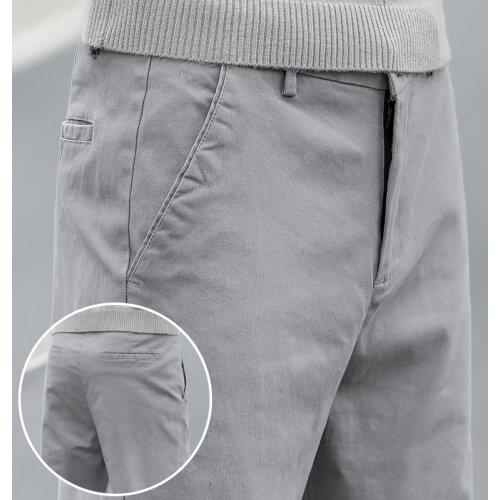 Thick Large Size Loose Simple Mens Casual Pants Classic Solid Color Stretch Straight-Leg Trousers 2021 Spring New Long Pants