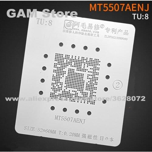 MT5507AENJ BGA Stencil For LCD TV CPU Chipset Reballing IC Pins Amaoe Square Hole Soldering Tin Plant Net Heating Template TU8