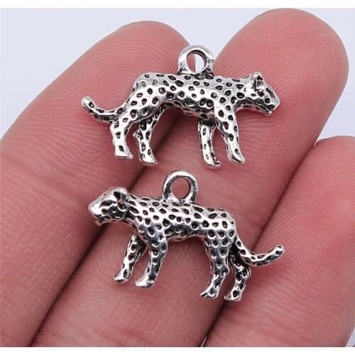 Tristana 10pcs 24x15mm Antique Silver Color Leopard Charms Pendant For Jewelry Making DIY Jewelry Findings