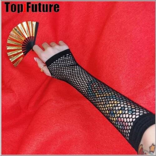 Harajuku Punk Arm Warmers Unisex Vintage Ins Bf White Spider Fingerless Gloves Goth Casual Retro trampy hip-hop style punk