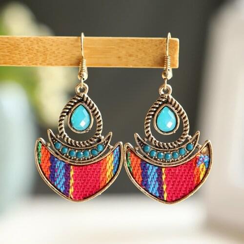 Vintage Bollywood Jewellery Ethnic Drop Earrings Afghan Bead Moon Jhumka Indian Earrings Wedding Jewelry Ethnic Earrings