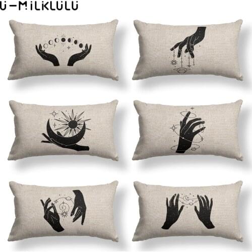 Magical Pillow Covers Decorative Nordic Style Pillowcase 30*50 Home Decor for Sofa Tarot Linen Black Beige Cushion Cover