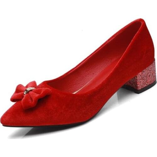 Big Size 11 12 13 ladies high heels women shoes woman pumps Butterfly-knot fashionable shallow pointed single shoes